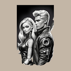 Свитшот хлопковый мужской Барби и Кен - киберпанк эскиз, цвет: миндальный — фото 2