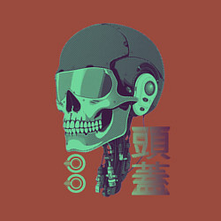 Свитшот хлопковый мужской Скелет киборг в стиле VHS, цвет: кирпичный — фото 2