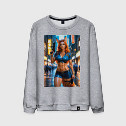 Свитшот хлопковый мужской Рыжая лиса-полицейский, цвет: меланж