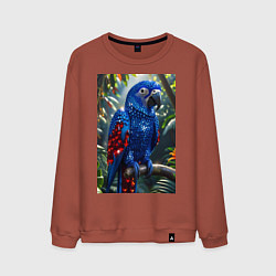Свитшот хлопковый мужской Попугай из драгоценных камней, цвет: кирпичный