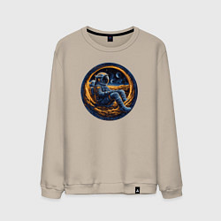 Свитшот хлопковый мужской Космонавт внутри луны, цвет: миндальный