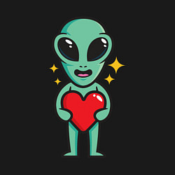 Свитшот хлопковый мужской Пришелец с сердечком, цвет: черный — фото 2