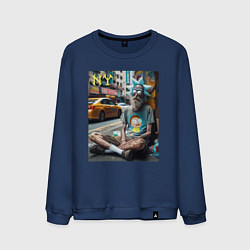 Свитшот хлопковый мужской Rick Sanchez is a hippie from New York, цвет: тёмно-синий