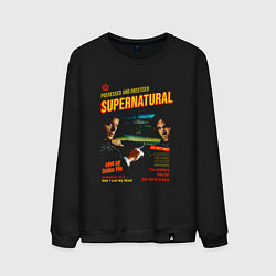 Свитшот хлопковый мужской Сверхъестественное Possessed and obsessed, цвет: черный