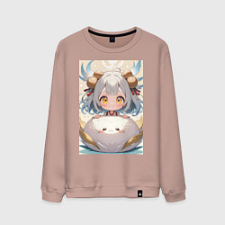 Свитшот хлопковый мужской Малышка с питомцем, цвет: пыльно-розовый