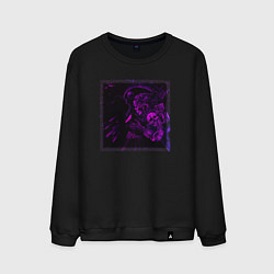 Свитшот хлопковый мужской Самурай неоновый киборг, цвет: черный