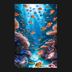 Свитшот хлопковый мужской Подводный коралловый риф с рыбками, цвет: черный — фото 2