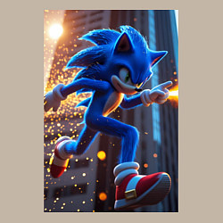 Свитшот хлопковый мужской Соник убегает от летящих ракет, цвет: миндальный — фото 2