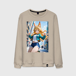 Мужской свитшот Позитивная лисичка поднимающая настроение