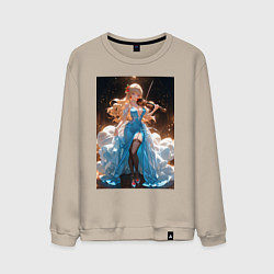 Мужской свитшот Девушка в вечернем платье играет на скрипке