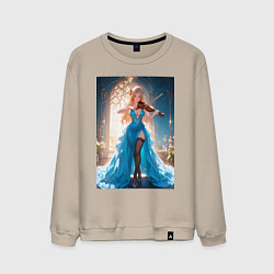 Мужской свитшот Девушка в вечернем платье играет на скрипке