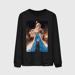 Свитшот хлопковый мужской Девушка в вечернем платье играет на скрипке, цвет: черный