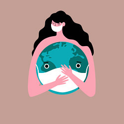 Свитшот хлопковый мужской Спасти планету от вируса, цвет: пыльно-розовый — фото 2