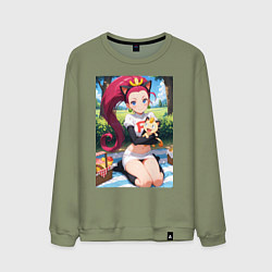 Свитшот хлопковый мужской Джесси и Мяут на пикнике, цвет: авокадо