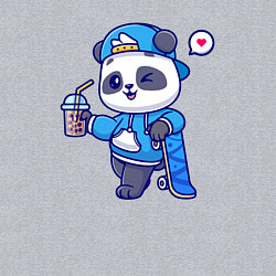 Свитшот хлопковый мужской Скейтер панда, цвет: меланж — фото 2