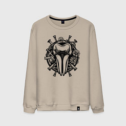 Свитшот хлопковый мужской Зуб в механике, цвет: миндальный