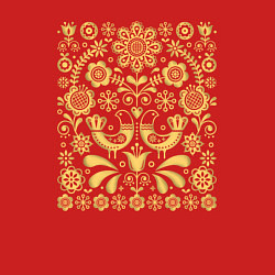 Свитшот хлопковый мужской Обережный узор позолота - птицы счастья, цвет: красный — фото 2