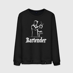 Свитшот хлопковый мужской Бармен готовит коктейль, цвет: черный