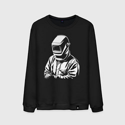 Свитшот хлопковый мужской Сварщик в маске, цвет: черный