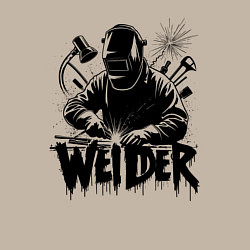 Свитшот хлопковый мужской Сварщик граффити, цвет: миндальный — фото 2