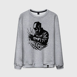 Свитшот хлопковый мужской Сварщик варит с искрами, цвет: меланж