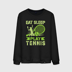 Свитшот хлопковый мужской Есть спать играть в теннис, цвет: черный