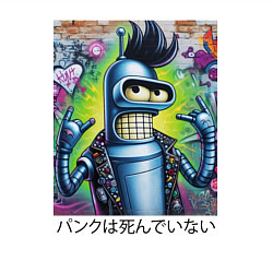 Свитшот хлопковый мужской Панк жив - граффити с Бендером, цвет: белый — фото 2