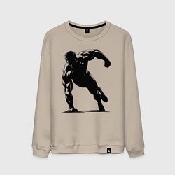 Свитшот хлопковый мужской Отжимание на одной руке, цвет: миндальный