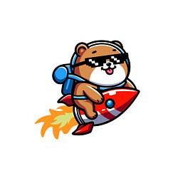 Свитшот хлопковый мужской Медведь на ракете, цвет: белый — фото 2