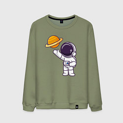 Свитшот хлопковый мужской Привет Сатурну, цвет: авокадо
