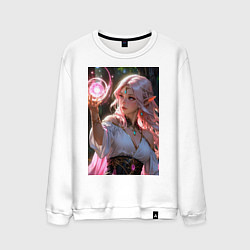 Мужской свитшот Нежная эльфийка с магической сферой