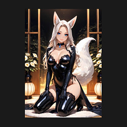 Свитшот хлопковый мужской Белая лисица в откровенном наряде, цвет: черный — фото 2