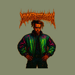 Свитшот хлопковый мужской XXXTentacion в стиле хардкор, цвет: авокадо — фото 2