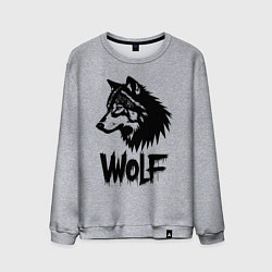 Свитшот хлопковый мужской Волк в стиле граффити, цвет: меланж