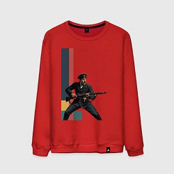 Свитшот хлопковый мужской Поп-арт, белогвардеец, цвет: красный