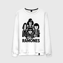 Свитшот хлопковый мужской Ramones силуэты, цвет: белый