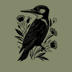 Свитшот хлопковый мужской Дятел среди цветов, цвет: авокадо — фото 2