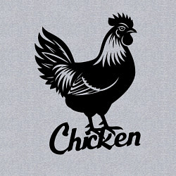 Свитшот хлопковый мужской Черная курица с надписью, цвет: меланж — фото 2