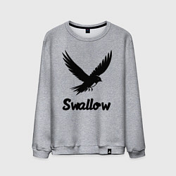 Свитшот хлопковый мужской Летящая ласточка, цвет: меланж