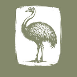 Свитшот хлопковый мужской Страус в белом штрихе, цвет: авокадо — фото 2