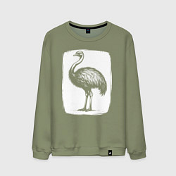 Мужской свитшот Страус в белом штрихе