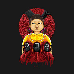 Свитшот хлопковый мужской Кукла и надзиратели игра в кальмара, цвет: черный — фото 2