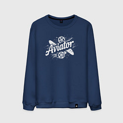 Свитшот хлопковый мужской Авиатор в стиле граффити, цвет: тёмно-синий