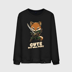 Свитшот хлопковый мужской Милый но готов драться, цвет: черный