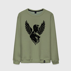 Свитшот хлопковый мужской Арнольд Шварценеггер с крыльями, цвет: авокадо