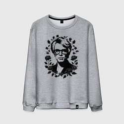 Свитшот хлопковый мужской Энди Уорхол в цветочном обрамлении, цвет: меланж