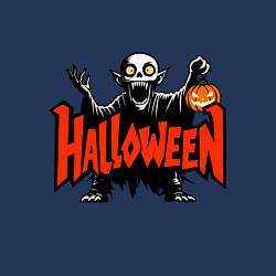 Свитшот хлопковый мужской Вампир с надписью halloween, цвет: тёмно-синий — фото 2