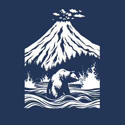 Свитшот хлопковый мужской Камчатский пейзаж с вулканом и волнами, цвет: тёмно-синий — фото 2