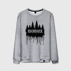 Свитшот хлопковый мужской Красноярск лес в каплях краски, цвет: меланж
