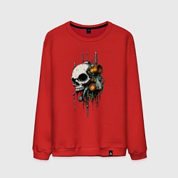 Свитшот хлопковый мужской Биокибернетический череп, цвет: красный
